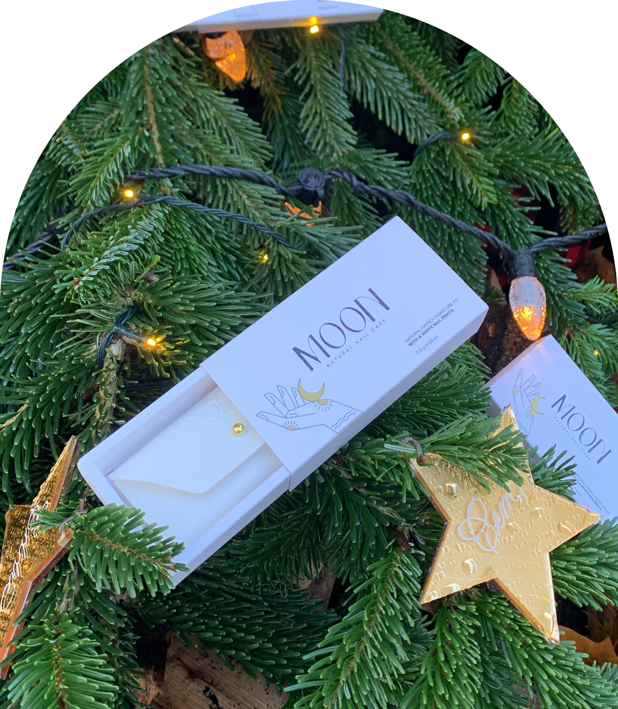 manicure kit on a Christmas tree